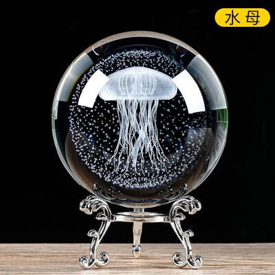 Кристална 3D топка със стойка Лазерно гравирана стъклена сфера Любовник Фигурка Декорация на дома Орнаменти Декор Занаяти