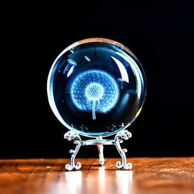 Кристална 3D топка със стойка Лазерно гравирана стъклена сфера Любовник Фигурка Декорация на дома Орнаменти Декор Занаяти