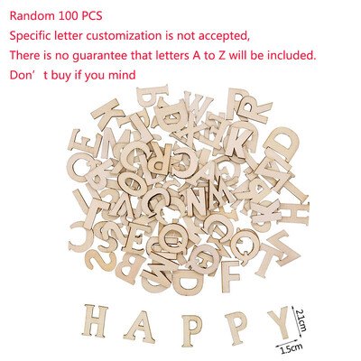 100бр. Случайни смесени дървени букви Азбука Английски номер Digtal Scrapbooking Arts Crafts Направи си сам Сватбени украшения Декорация