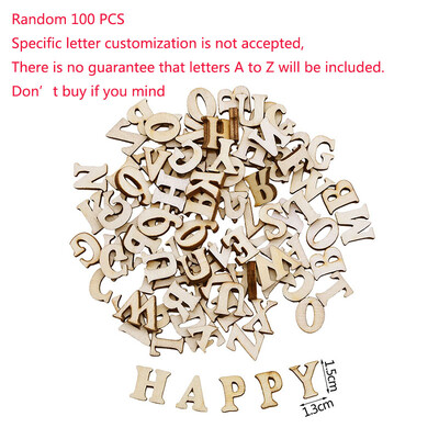 100бр. Случайни смесени дървени букви Азбука Английски номер Digtal Scrapbooking Arts Crafts Направи си сам Сватбени украшения Декорация