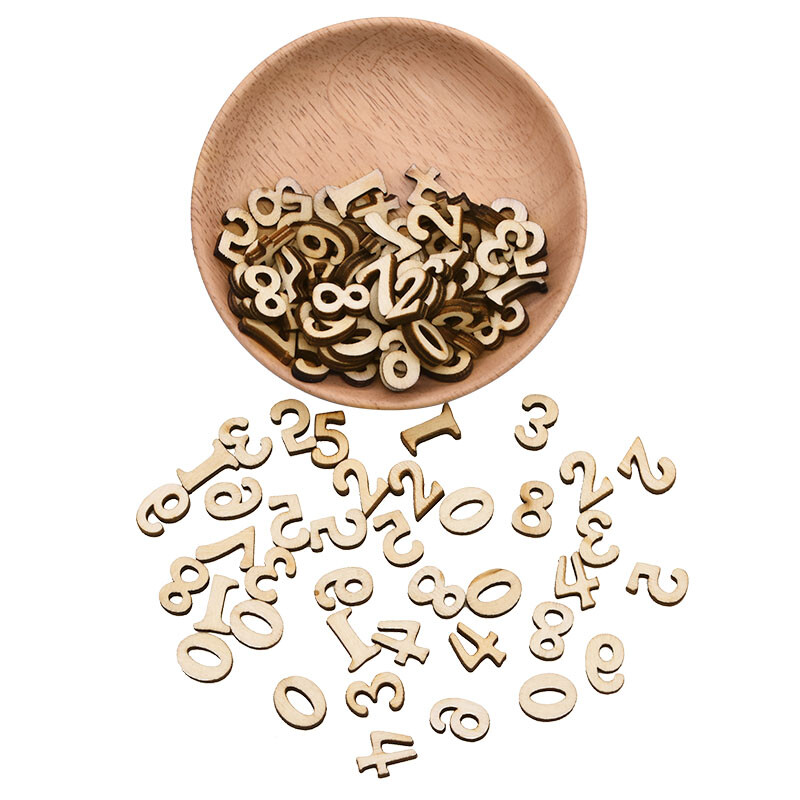 100бр. Случайни смесени дървени букви Азбука Английски номер Digtal Scrapbooking Arts Crafts Направи си сам Сватбени украшения Декорация