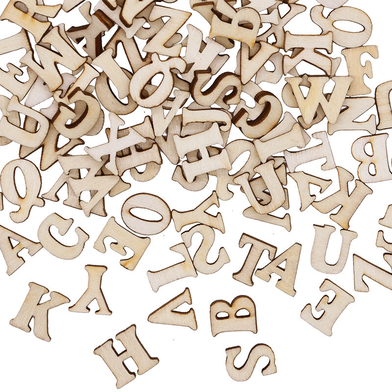 100бр. Случайни смесени дървени букви Азбука Английски номер Digtal Scrapbooking Arts Crafts Направи си сам Сватбени украшения Декорация