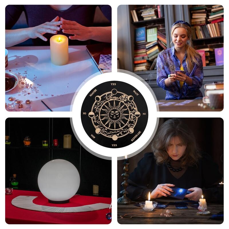 Дъска с махало за гадаене Звездна дъска с махало Радиестезия Гадаене Луна Звезди Гадаене Лечебна медитационна дъска Орнаменти