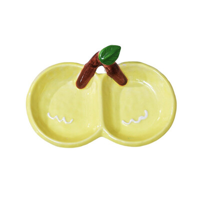 Двойна решетка за подправки с череши Домакинска керамика Чиния за потапяне в сос Креативна ресторантска купа за десерт Релефна посуда