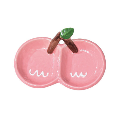 Двойна решетка за подправки с череши Домакинска керамика Чиния за потапяне в сос Креативна ресторантска купа за десерт Релефна посуда