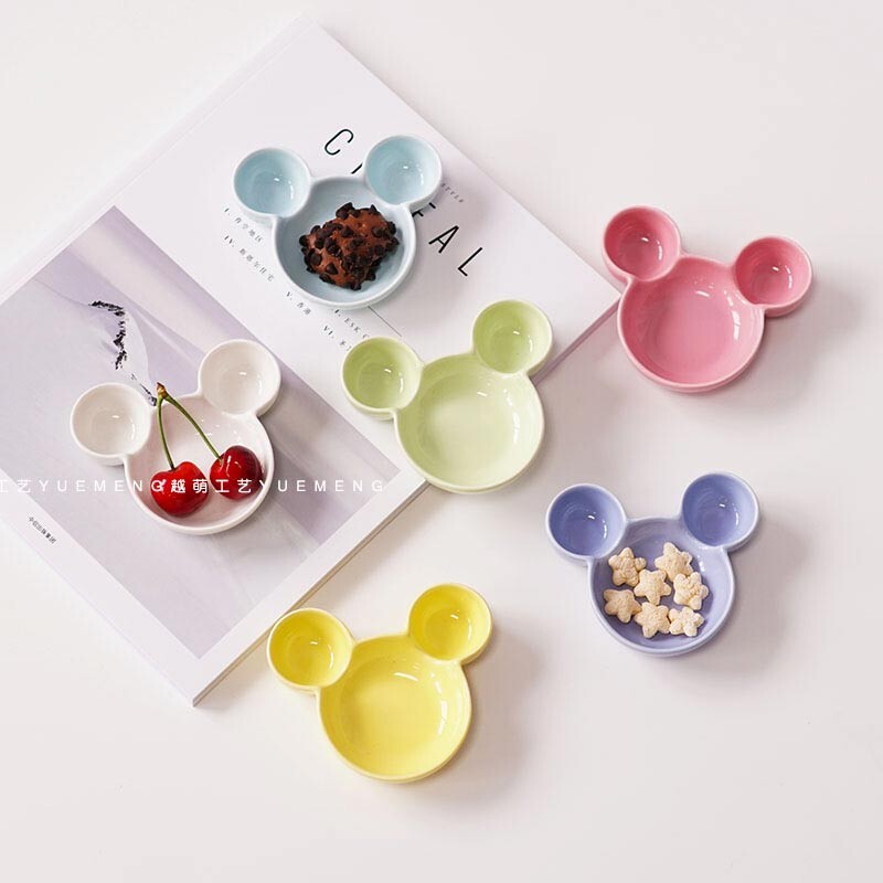 1 бр. Керамична чиния с анимационен стил Прекрасно домакинско ароматизирано ястие Кухненска чиния за закуски Ястие с подправки Десертна чиния в корейски стил