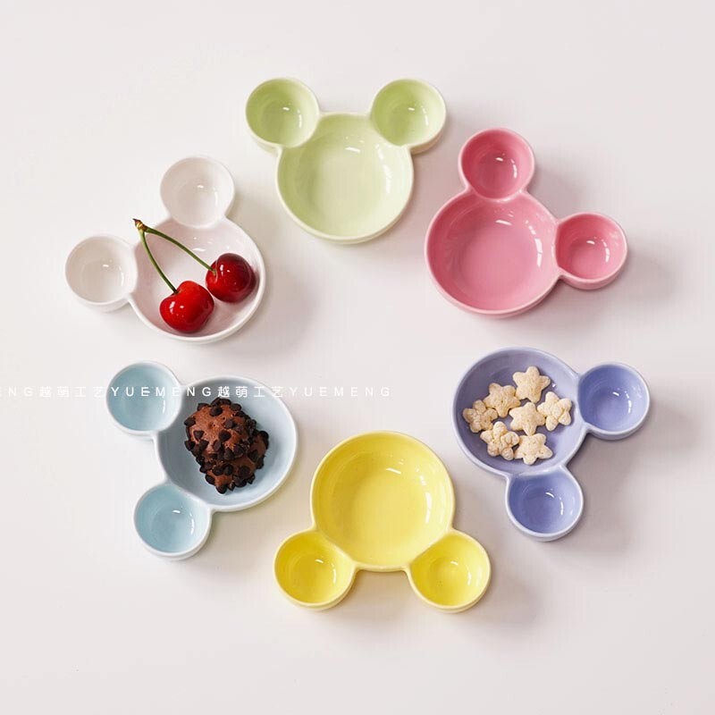 1 бр. Керамична чиния с анимационен стил Прекрасно домакинско ароматизирано ястие Кухненска чиния за закуски Ястие с подправки Десертна чиния в корейски стил