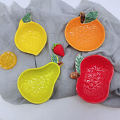 Плодова форма Керамичен съд за подправки с портокал и лимон Кухня, креативен сос, ястия с оцет, чиния, чиния с неправилно потапяне, купа