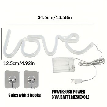 LOVE φως νέον, USB/μπαταρίες, ρομαντική πρόταση δώρου για την Ημέρα του Αγίου Βαλεντίνου, φως γάμου, διακόσμηση τοίχου διακοπών