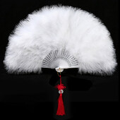 Удебелено ветрило от пера Cheongsam Catwalk Stage Performance Dance Fan Ancient Style Dance Fans Плюшено сгъваемо ветрило Реквизит Плюш