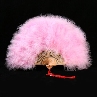 Удебелено ветрило от пера Cheongsam Catwalk Stage Performance Dance Fan Ancient Style Dance Fans Плюшено сгъваемо ветрило Реквизит Плюш