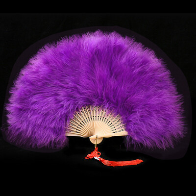 Удебелено ветрило от пера Cheongsam Catwalk Stage Performance Dance Fan Ancient Style Dance Fans Плюшено сгъваемо ветрило Реквизит Плюш