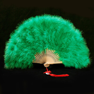 Удебелено ветрило от пера Cheongsam Catwalk Stage Performance Dance Fan Ancient Style Dance Fans Плюшено сгъваемо ветрило Реквизит Плюш