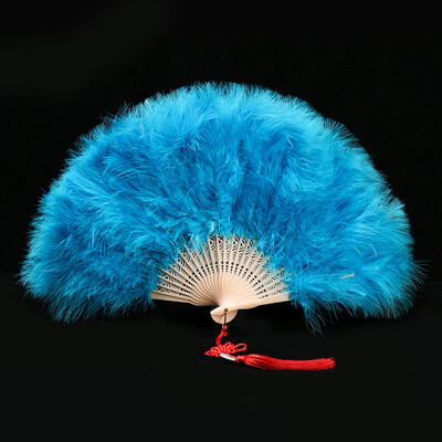 Удебелено ветрило от пера Cheongsam Catwalk Stage Performance Dance Fan Ancient Style Dance Fans Плюшено сгъваемо ветрило Реквизит Плюш