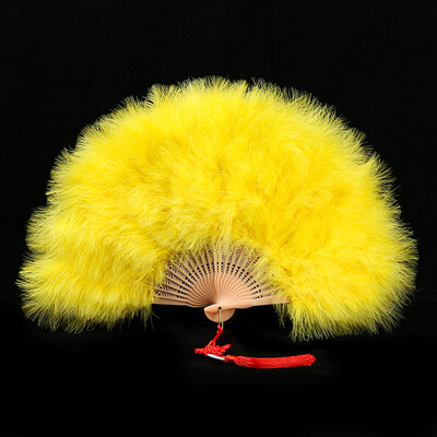 Удебелено ветрило от пера Cheongsam Catwalk Stage Performance Dance Fan Ancient Style Dance Fans Плюшено сгъваемо ветрило Реквизит Плюш