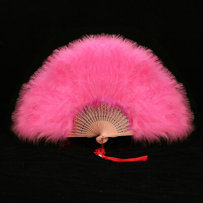 Удебелено ветрило от пера Cheongsam Catwalk Stage Performance Dance Fan Ancient Style Dance Fans Плюшено сгъваемо ветрило Реквизит Плюш