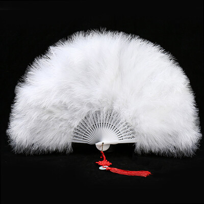 Удебелено ветрило от пера Cheongsam Catwalk Stage Performance Dance Fan Ancient Style Dance Fans Плюшено сгъваемо ветрило Реквизит Плюш