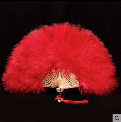Удебелено ветрило от пера Cheongsam Catwalk Stage Performance Dance Fan Ancient Style Dance Fans Плюшено сгъваемо ветрило Реквизит Плюш
