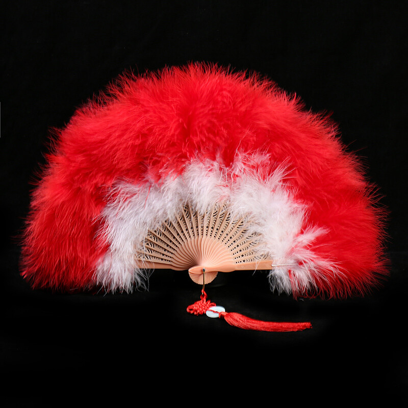 Удебелено ветрило от пера Cheongsam Catwalk Stage Performance Dance Fan Ancient Style Dance Fans Плюшено сгъваемо ветрило Реквизит Плюш