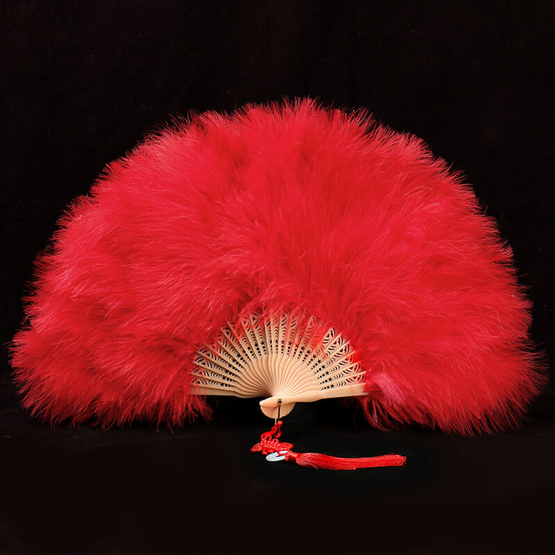 Удебелено ветрило от пера Cheongsam Catwalk Stage Performance Dance Fan Ancient Style Dance Fans Плюшено сгъваемо ветрило Реквизит Плюш