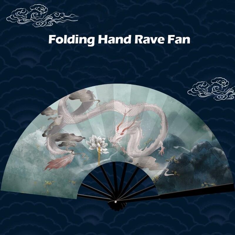 Голям сгъваем ръчен рейв вентилатор за жени/мъже китайски кунг фу тай чи бамбуков сгъваем вентилатор за парти декорации фестивал G K0W0