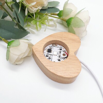 LED Crystal Sphere Стойка за нощна лампа във формата на сърце Дървена скоба Crystal Ball Base Sphere Държач Нощна лампа Стойка за домашен декор