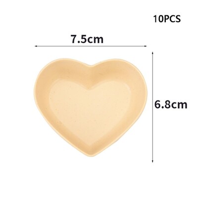 10 бр. Разградим съд с подправки във формата на сърце Лека купа за потапяне против капки Пшенична слама Ястия за сос Подправка