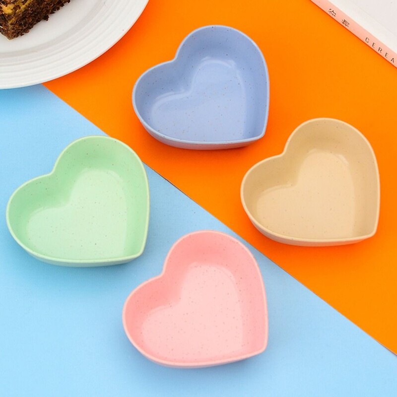 10 бр. Разградим съд с подправки във формата на сърце Лека купа за потапяне против капки Пшенична слама Ястия за сос Подправка