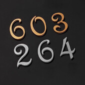 Акрилен номер на къща Външни златисто сребърни самозалепващи се букви Номера на вратите на апартамента Стикери Табела Пощенска кутия Адресен знак #0-9