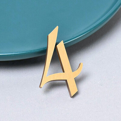 Акрилен номер на къща Външни златисто сребърни самозалепващи се букви Номера на вратите на апартамента Стикери Табела Пощенска кутия Адресен знак #0-9