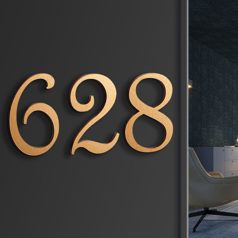 Акрилен номер на къща Външни златисто сребърни самозалепващи се букви Номера на вратите на апартамента Стикери Табела Пощенска кутия Адресен знак #0-9