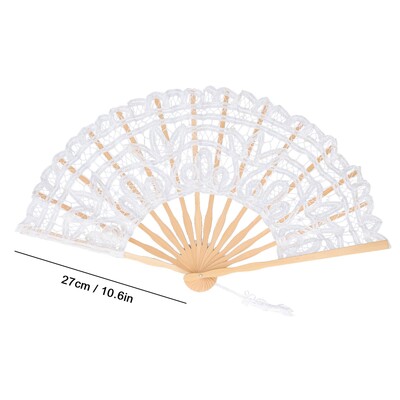 Сгъваем вентилатор Свята дантела Бамбукови кости Декоративен винтидж ръчен вентилатор с пискюл за представление Подарък за декорация на дрехи