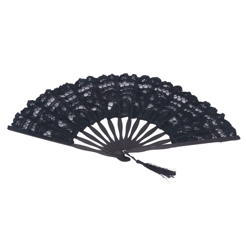 Сгъваем вентилатор Свята дантела Бамбукови кости Декоративен винтидж ръчен вентилатор с пискюл за представление Подарък за декорация на дрехи