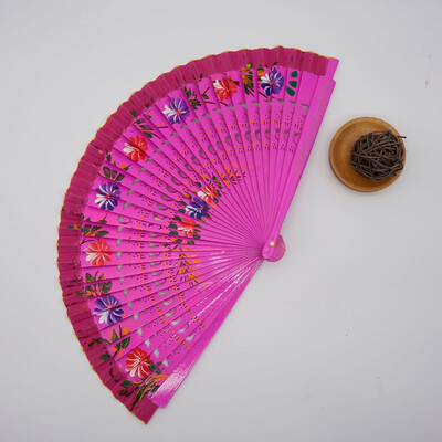 Сгъваем вентилатор дървен испански вентилатор за танци Аксесоари за облекло Начало Декор Орнаменти Занаяти Танцуващ печат Фотография Реквизит