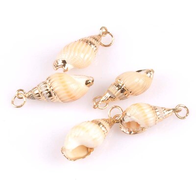 20-40 mm mišinys Natural Shell Paauksuotas, skirtas "pasidaryk pats" rankų darbo pakabukui SeaShells Namų apdaila 5vnt TRS0251