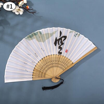 Винтидж копринен сгъваем ръчен вентилатор Китайски японски бамбукови вентилатори Занаятчийски подаръци Дамски танцови представления Подпори Декорация на дома Орнаменти