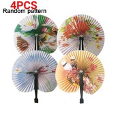 4PCS Ретро вятърна мелница Малък кръгъл хартиен вентилатор В китайски стил Ръчен вентилатор Сватбени креативни сгъваеми хартиени вентилатори Ръчни сгъваеми вентилатори НОВО