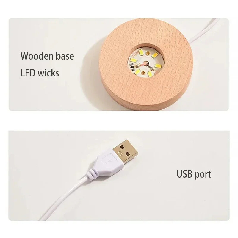 Karštas 6 cm 3D krištolinis rutulys USB LED naktinis šviestuvas miegamojo apdaila Atmosferos lempa 3D planetos mėnulio lempa lazeriu raižyta dovana vaikams