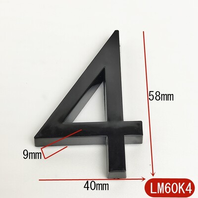 5.8CM 3D черна табела с номер на вратата на къщата Домашен номер Улица Номер на пощенска кутия Стикери Числа Плоски номер Номер на хотел Външна врата