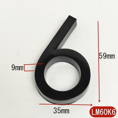 5.8CM 3D черна табела с номер на вратата на къщата Домашен номер Улица Номер на пощенска кутия Стикери Числа Плоски номер Номер на хотел Външна врата