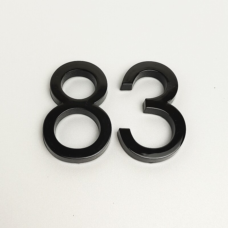 5.8CM 3D черна табела с номер на вратата на къщата Домашен номер Улица Номер на пощенска кутия Стикери Числа Плоски номер Номер на хотел Външна врата