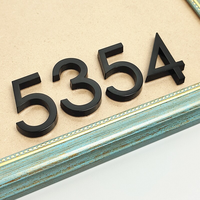 5.8CM 3D черна табела с номер на вратата на къщата Домашен номер Улица Номер на пощенска кутия Стикери Числа Плоски номер Номер на хотел Външна врата