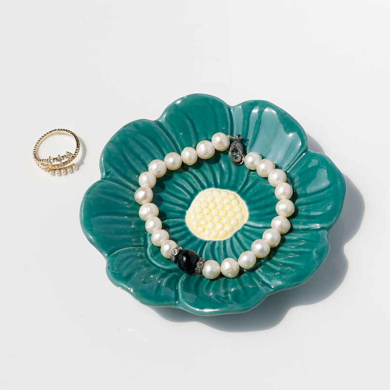 1 бр лилава керамична тава за бижута цветя пръстен държач за съдове Порцеланова тава за дрънкулки декоративна плоча за дрънкулки за пръстен колие