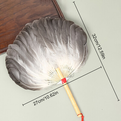 Винтидж вентилатор от пера, ръчно изработен вентилатор в древен стил, занаятчийски вентилатор Zhuge Liang Fan, драма, сценично представление, парти консумативи, фотографски реквизит