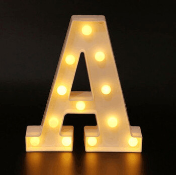 Φωτιστικό 22cm Φωτεινό LED Letter Night Light 26 Αγγλικό Αλφάβητο Αριθμός Μπαταρία Φωτιστικό Diwali Ρομαντικό Χριστουγεννιάτικο Διακόσμηση Γάμου.