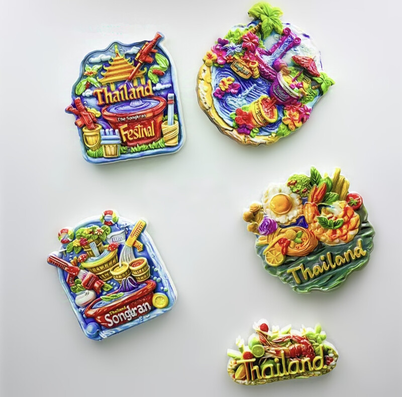 Азия, Тайланд, смола, 3D магнити за хладилник, туристически сувенир, стикер за хладилник, ръкоделие, подарък, декорация