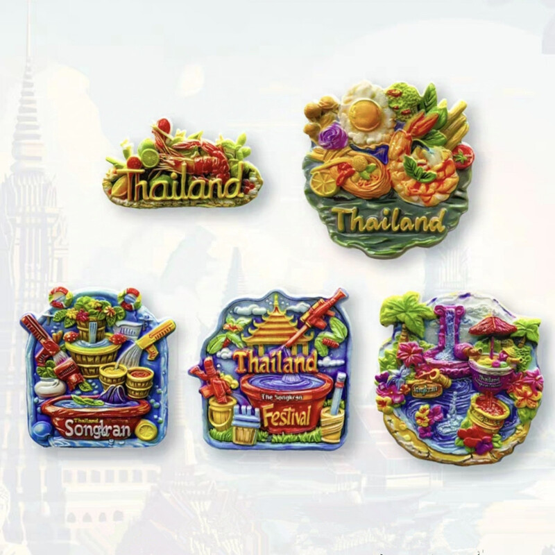 Азия, Тайланд, смола, 3D магнити за хладилник, туристически сувенир, стикер за хладилник, ръкоделие, подарък, декорация