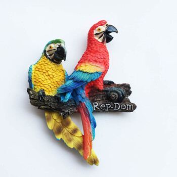 Βόρεια Αμερική Δομινικανή 3D Parrot Birds Refrigerator Magnets Αυτοκόλλητο ψυγείου για διακόσμηση σπιτιού Στερεοσκοπικός μαγνήτης ψυγείου