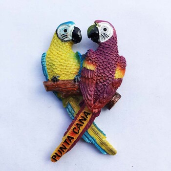 Βόρεια Αμερική Δομινικανή 3D Parrot Birds Refrigerator Magnets Αυτοκόλλητο ψυγείου για διακόσμηση σπιτιού Στερεοσκοπικός μαγνήτης ψυγείου