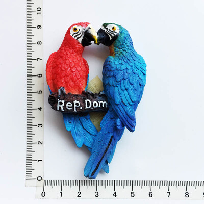 Северна Америка Доминиканска 3D папагали Птици Магнити за хладилник Стикер за хладилник за домашен декор Стереоскопичен магнит за хладилник